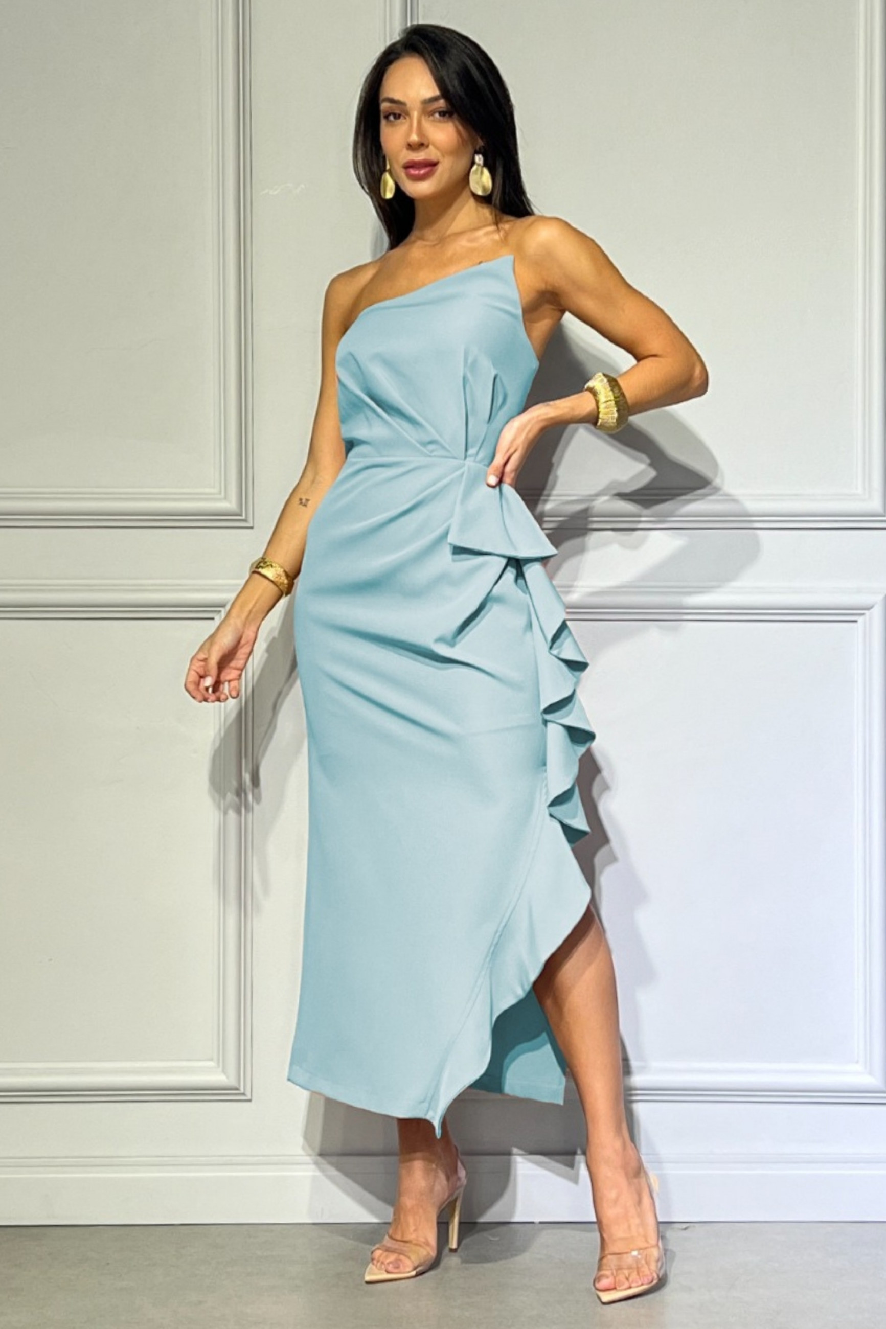 VESTIDO LONGUETE ALFAIATARIA