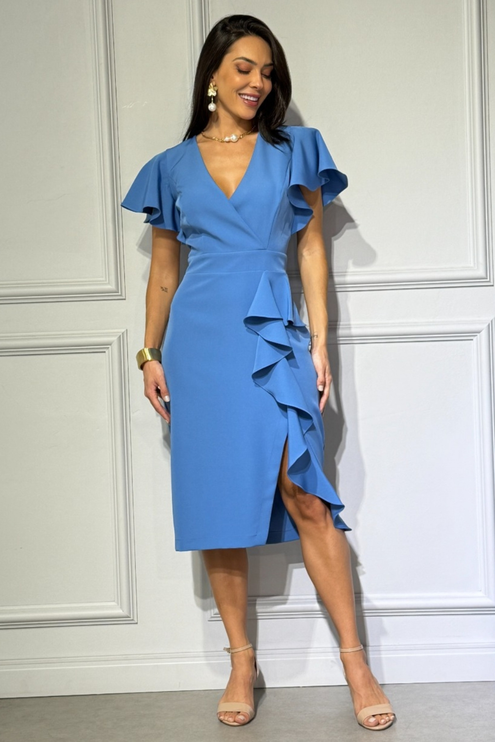 VESTIDO MIDI ALFAIATARIA