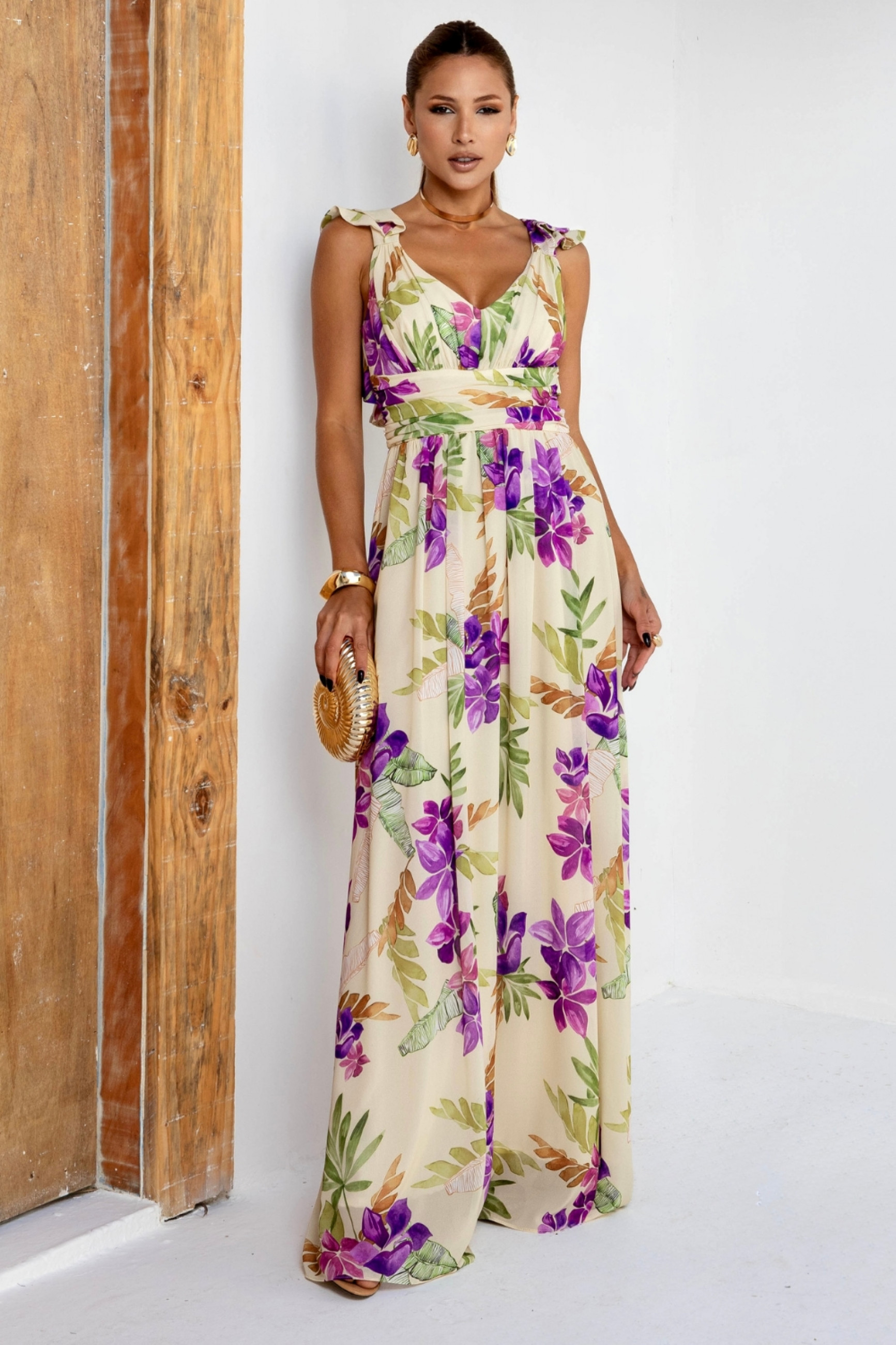 VESTIDO LONGO CHIFFON ESTAMPADO
