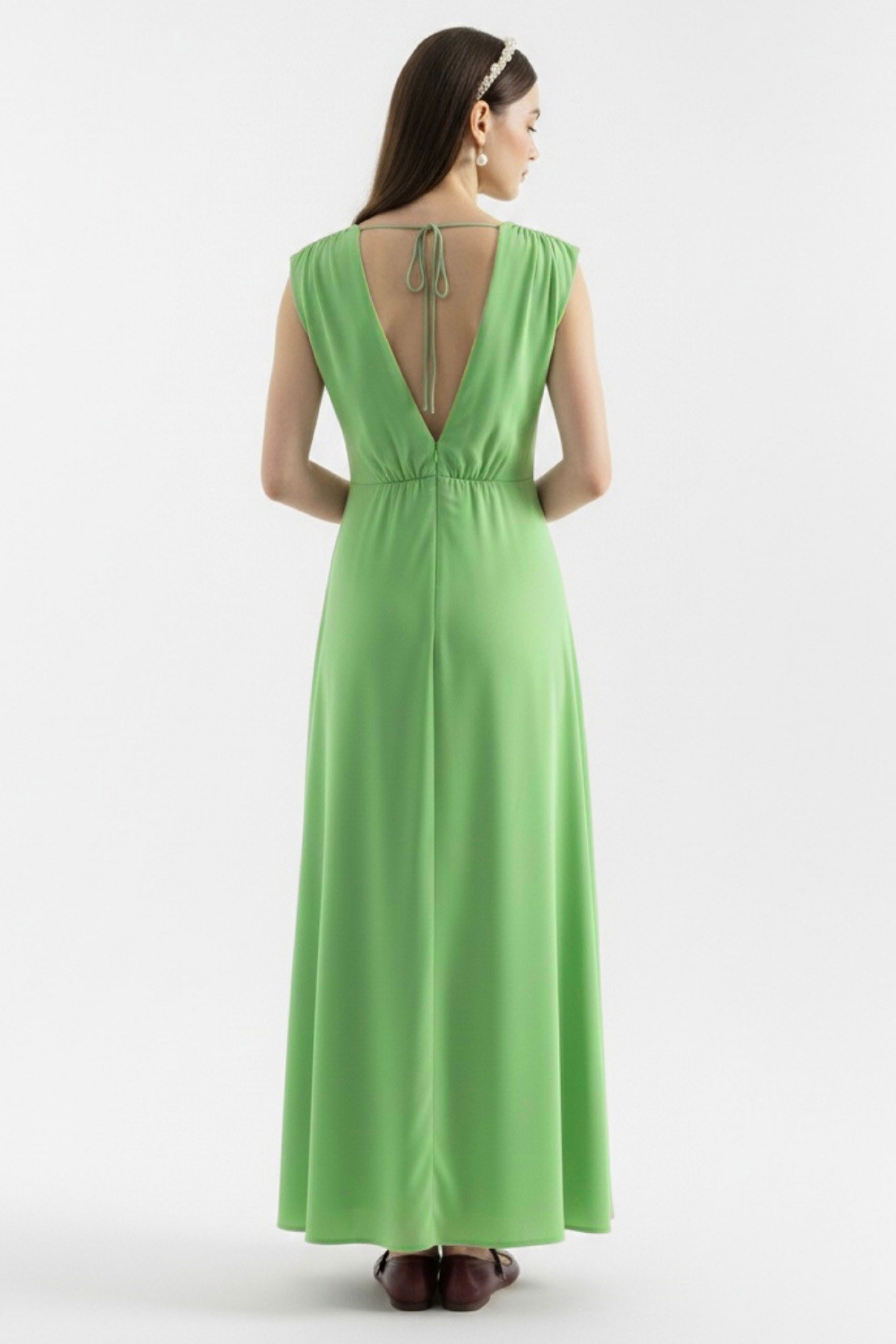 VESTIDO LONGUETE CHIFFON CREPE VERDE