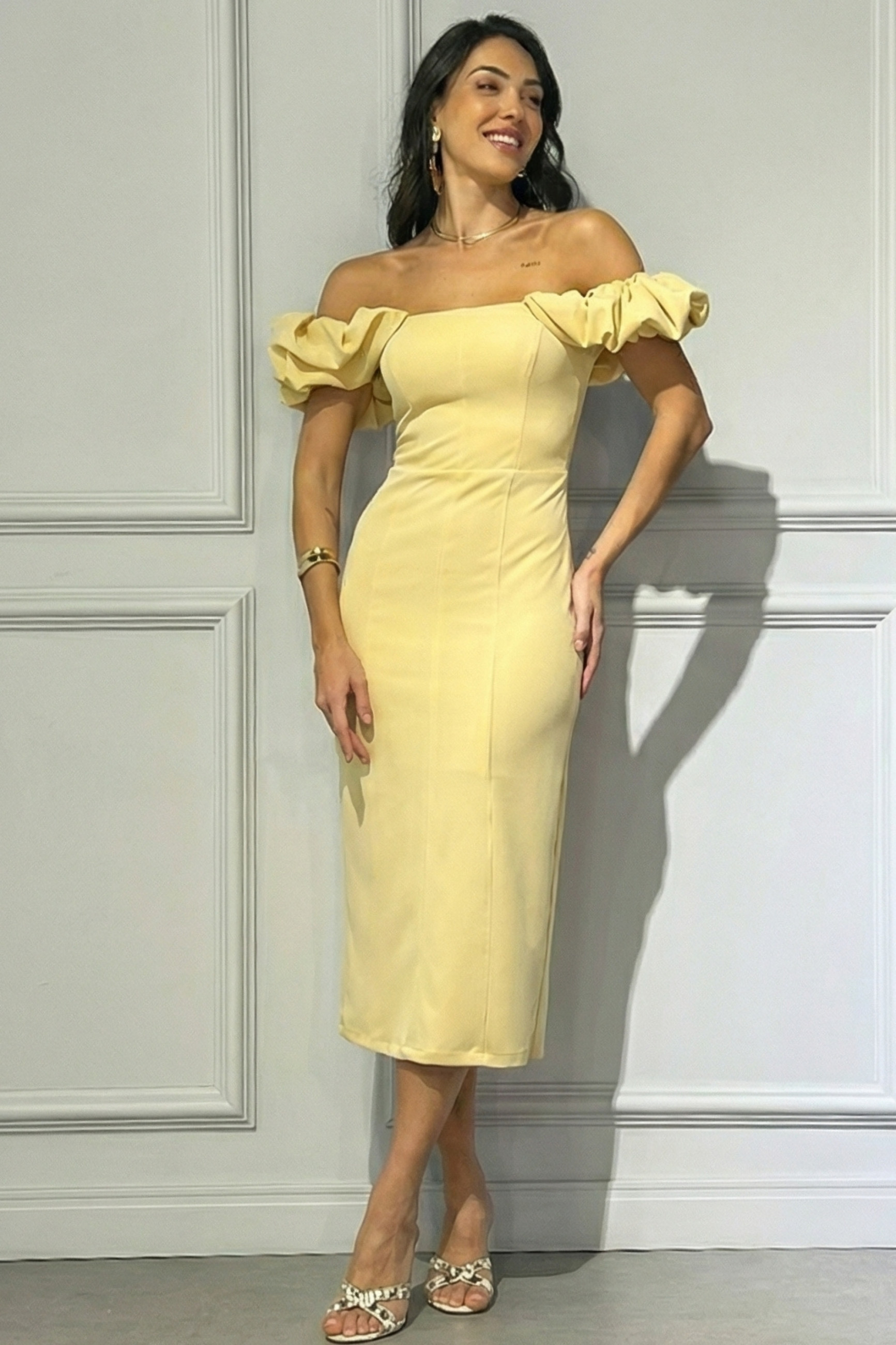 VESTIDO LONGUETE MALHA CREPE 