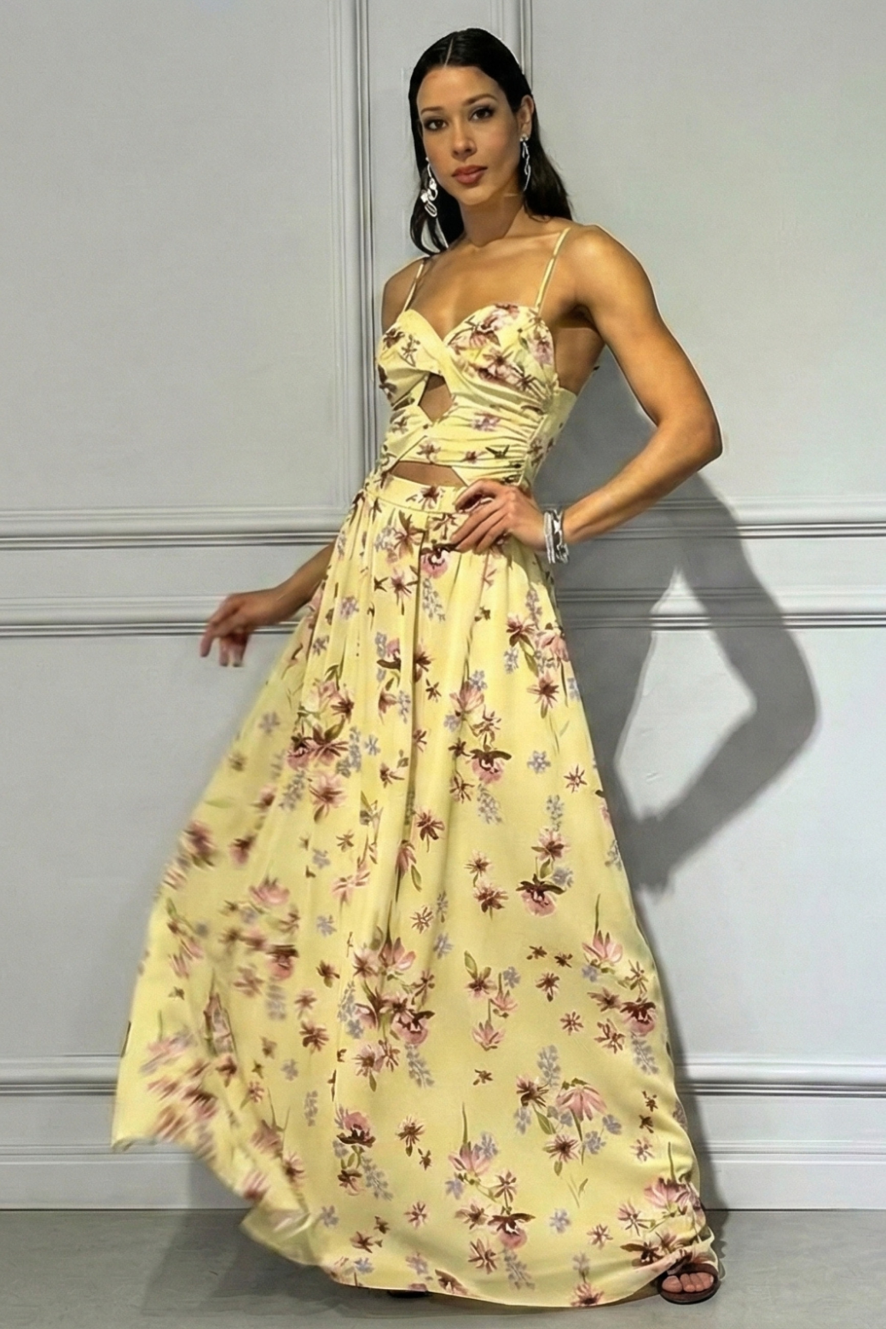 VESTIDO LONGO CHIFFON ESTAMPADO