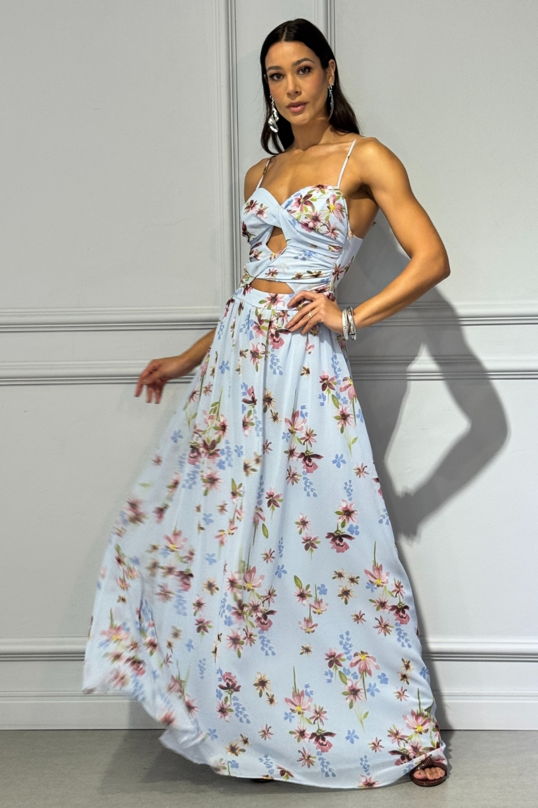 VESTIDO LONGO CHIFFON ESTAMPADO