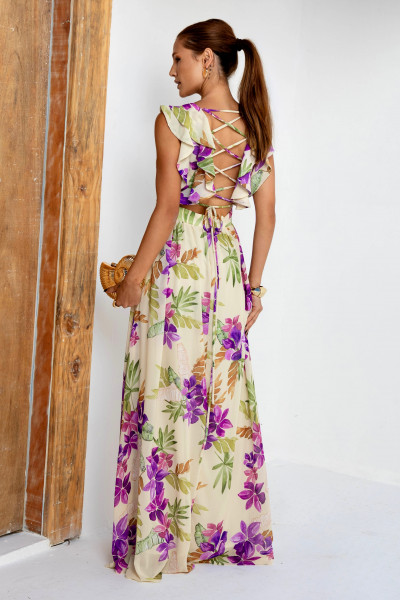 VESTIDO LONGO CHIFFON ESTAMPADO