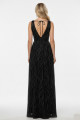 VESTIDO LONGO TULE ESTAMPADO LUREX PRETO