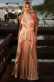 VESTIDO LONGO CETIM PLISSADO
